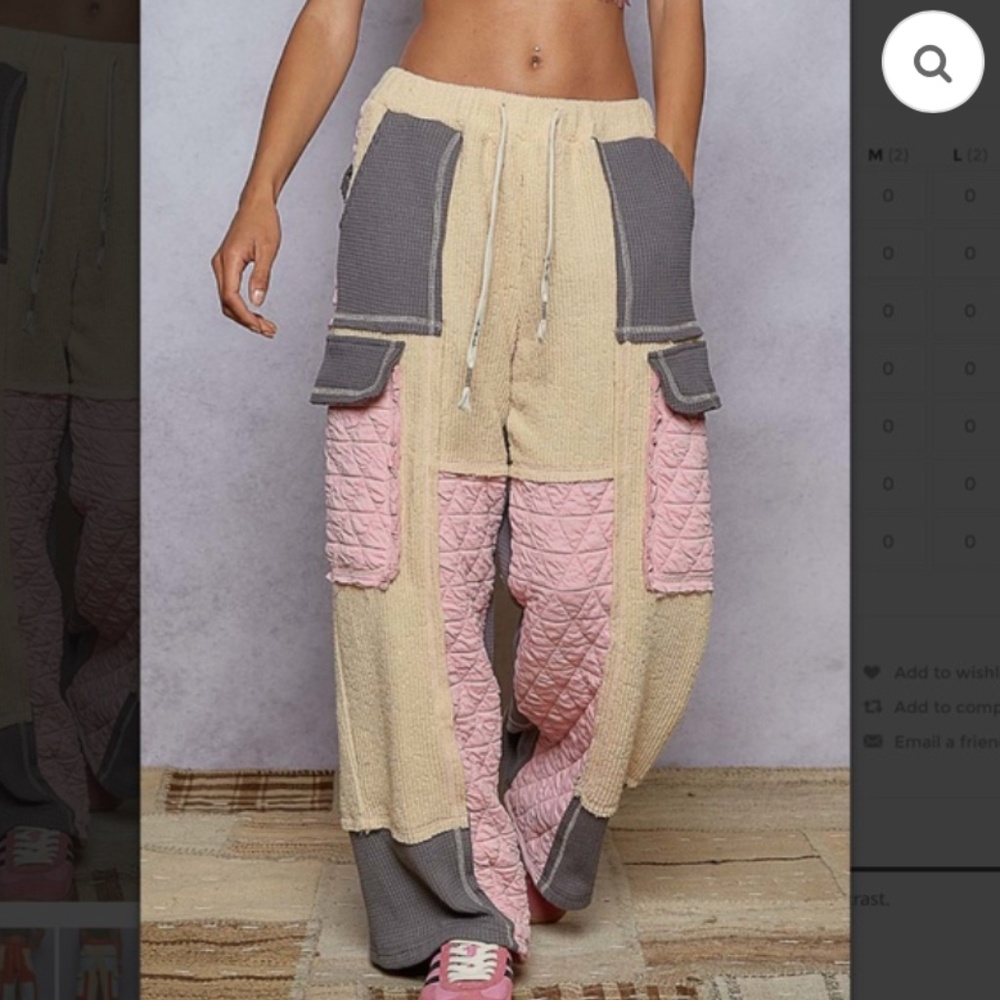NWT POL Quilted Hoodie & Pants Set Pink/Grey - Picture 5 of 7